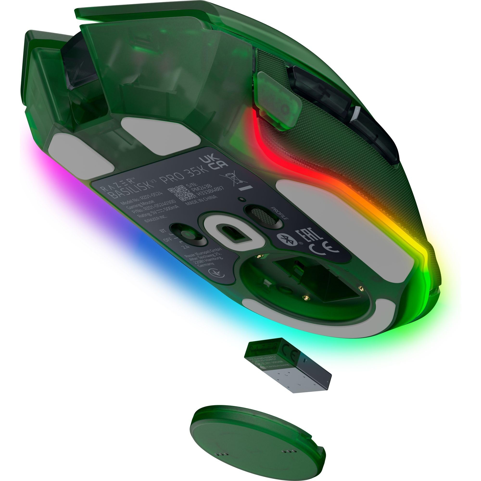 Razer Basilisk V3 Pro 35K Phantom Green Edition - pełni konfigurowalnej bezprzewodowej ergonomicznej myszy do gier RGB - 4-kółko przewijania - czujnik 35K DPI - 13 przycisków | Phantom Green