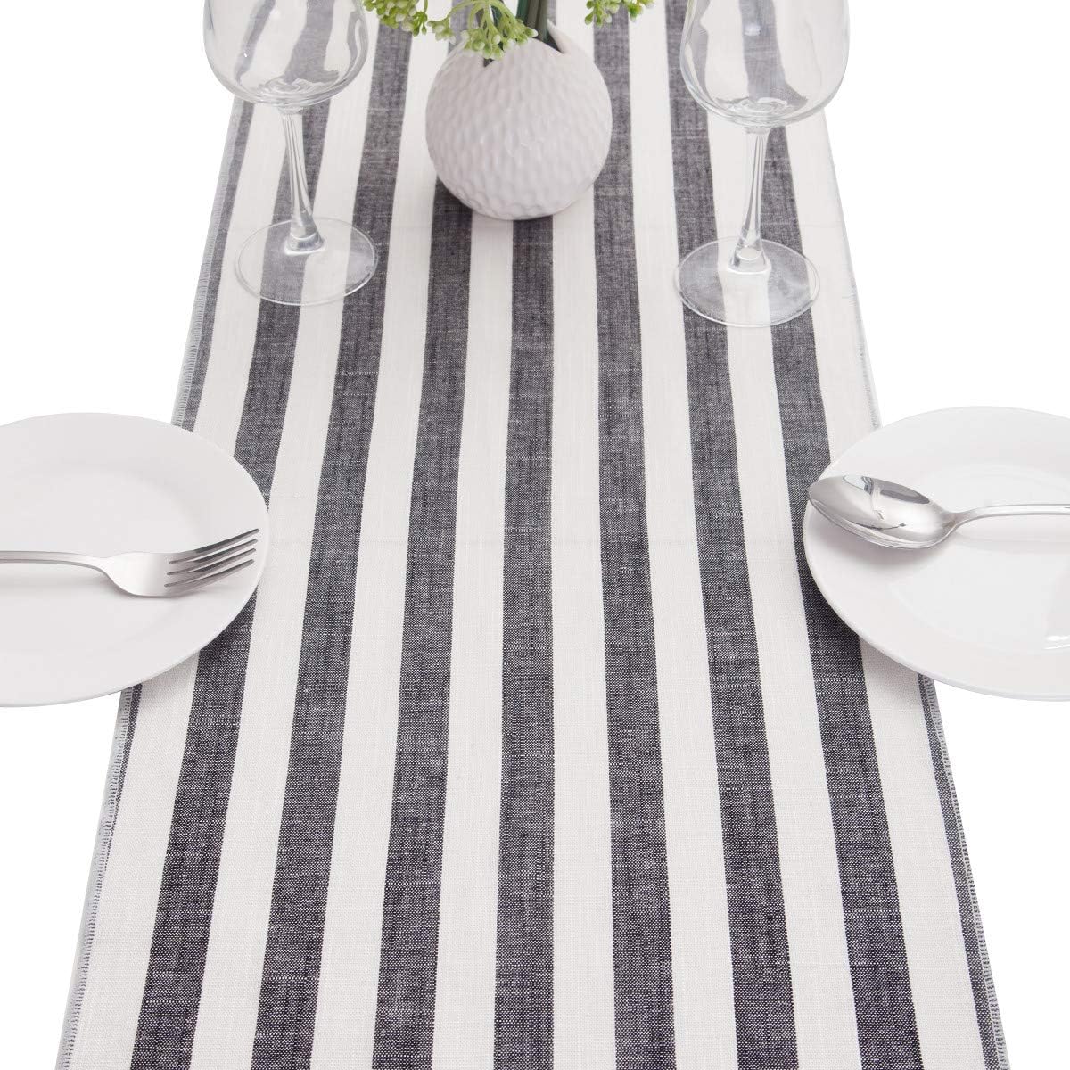 Nupuyai Stripe Table Runner for Party Wedding Decorative Table Runner for Home Dining Coffee Table 178cm Black - Image 4