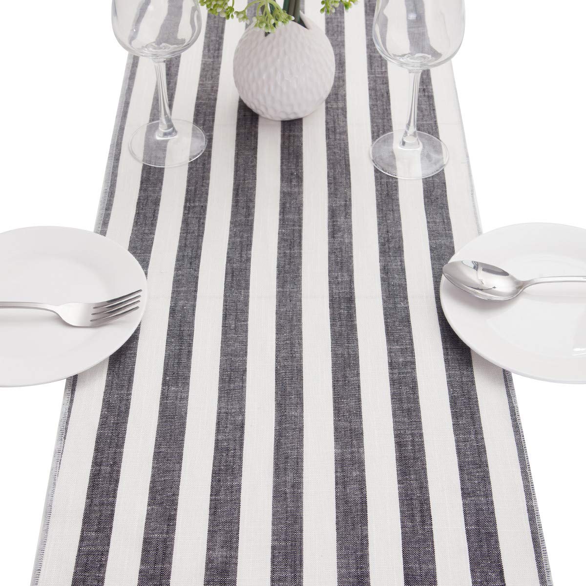 Nupuyai Stripe Table Runner for Party Wedding, Decorative Table Runner for Home Dining Coffee Table 89cm Black - Image 3
