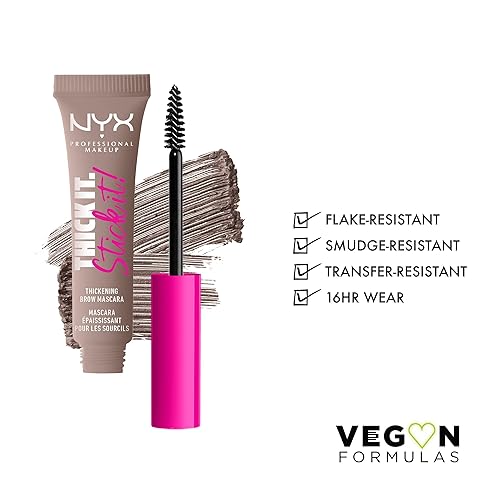Vista 24 de NYX PROFESSIONAL MAKEUP Thick It Stick It - Máscara engrosante para cejas, gel para cejas, color morena 06 Morena