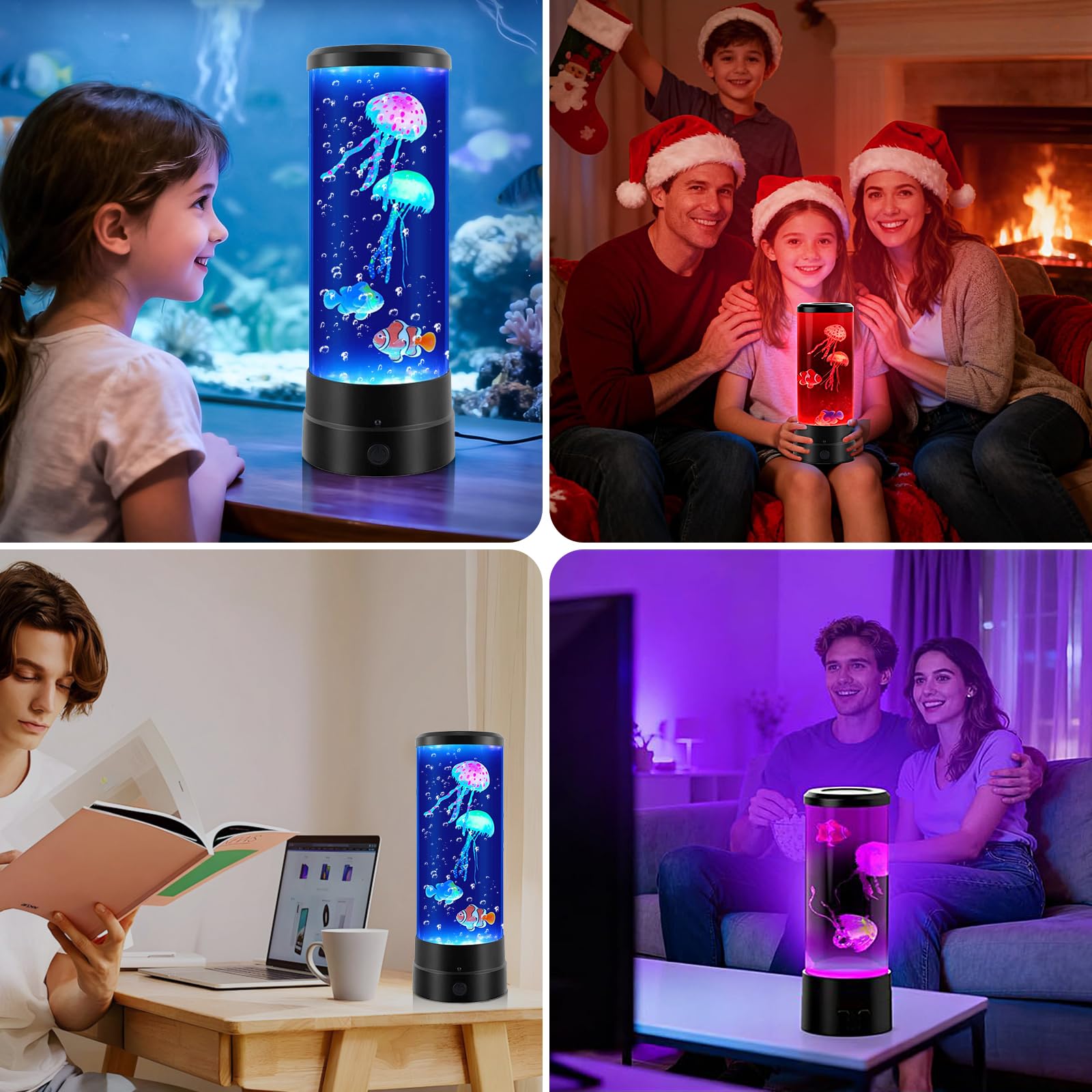Quallen Lampe mit 17 Farben und Fernbedienung, LED Quallen Aquarium Lampe, Jellyfish Lamp Aquarium, Quallen Lavalampe Stimmungslicht für Kinder Erwachsene Entspannung Wohndekoration