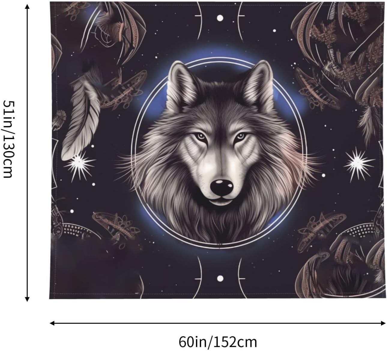 WSOIHFEC Tapestry Wide Wall Hanging wolves and dream catchers Tapestry Vintage Lightweight Wall Blanket Funny Tapestry Wall Art Home Decor Soft Mural for Bedroom Dorm Living Room 60 X 51 Inch image 2