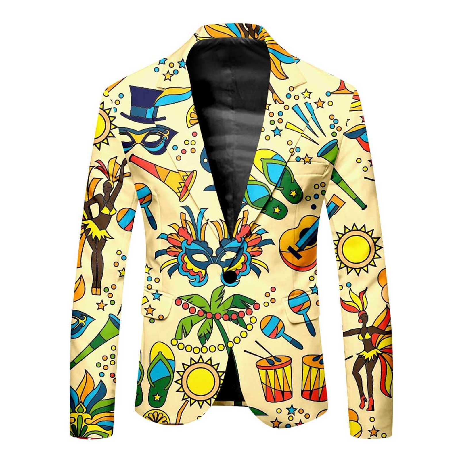 Party Fashion Anzug Herren Lustiger Graffiti Anzug Bunt Jackett und Hose Faschingskostüme Vintage Festliche EIN Knopf Sakko 60er Jahre Art Style Outfit Mardi Gras Karneval Kostüm