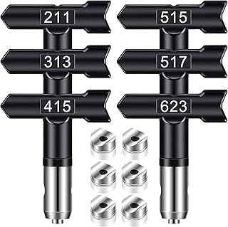 Spray Tips, 6Pcs Airless Paint Sprayer Tips Reversible Spray Tips for Airless Paint Sprayer Machine Spray Paint Nozzles for Airless Paint Spray Guns House Painting DIY (211 313 415 515 517 623)
