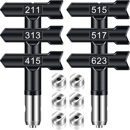 Spray Tips, 6Pcs Airless Paint Sprayer Tips Reversible Spray Tips for Airless Paint Sprayer Machine Spray Paint Nozzles for Airless Paint Spray Guns House Painting DIY (211 313 415 515 517 623)