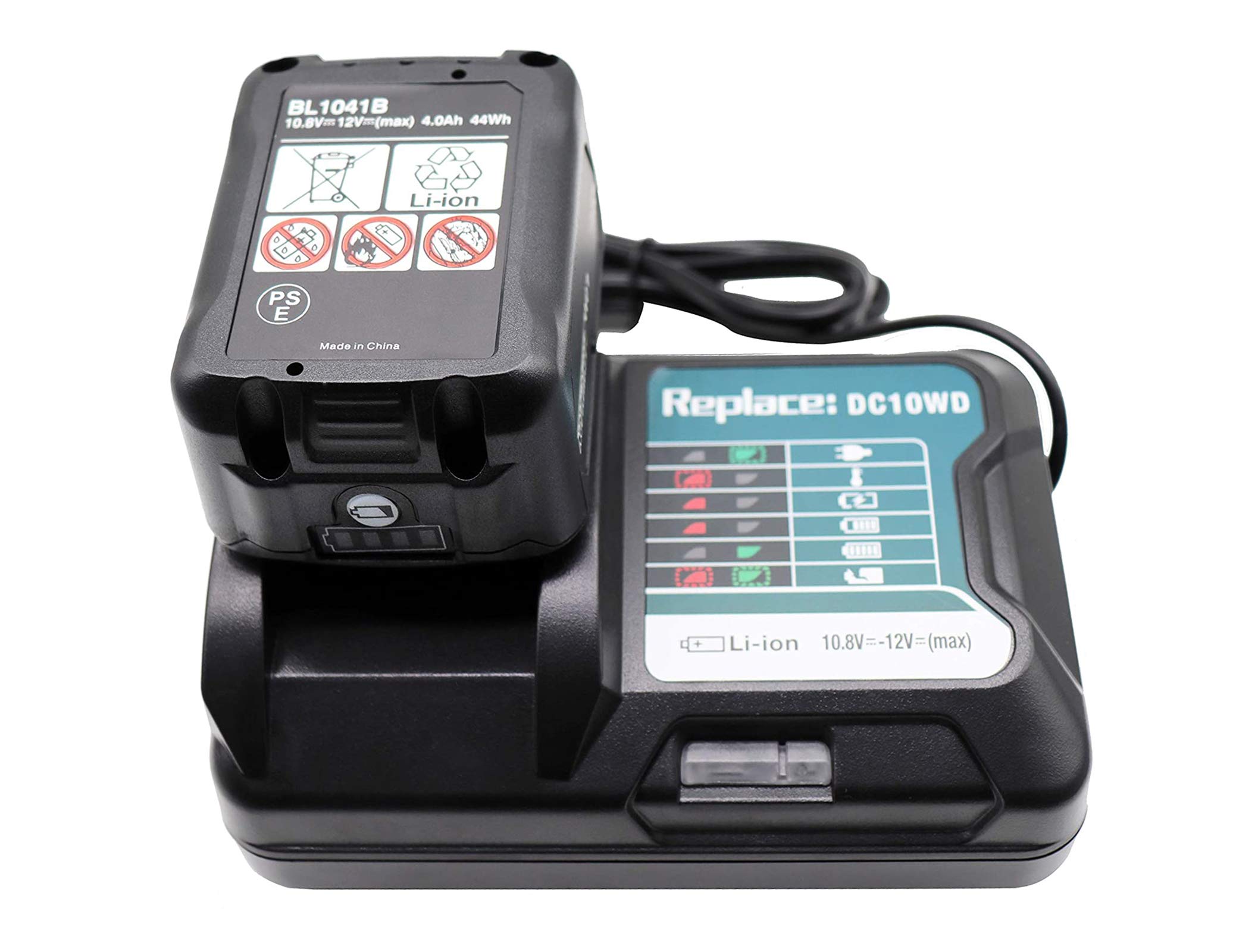2X BL1041B Batteria 10.8V & 12V 4,0Ah + Caricatore DC10WD per Batteria Makita BL1016 Bl1021B BL1020B BL1040B per Makita Tool DF031D DF0331D TD110D JR103D JR105D MP100DZ HSS01D HP332D DC10SB 197339-1