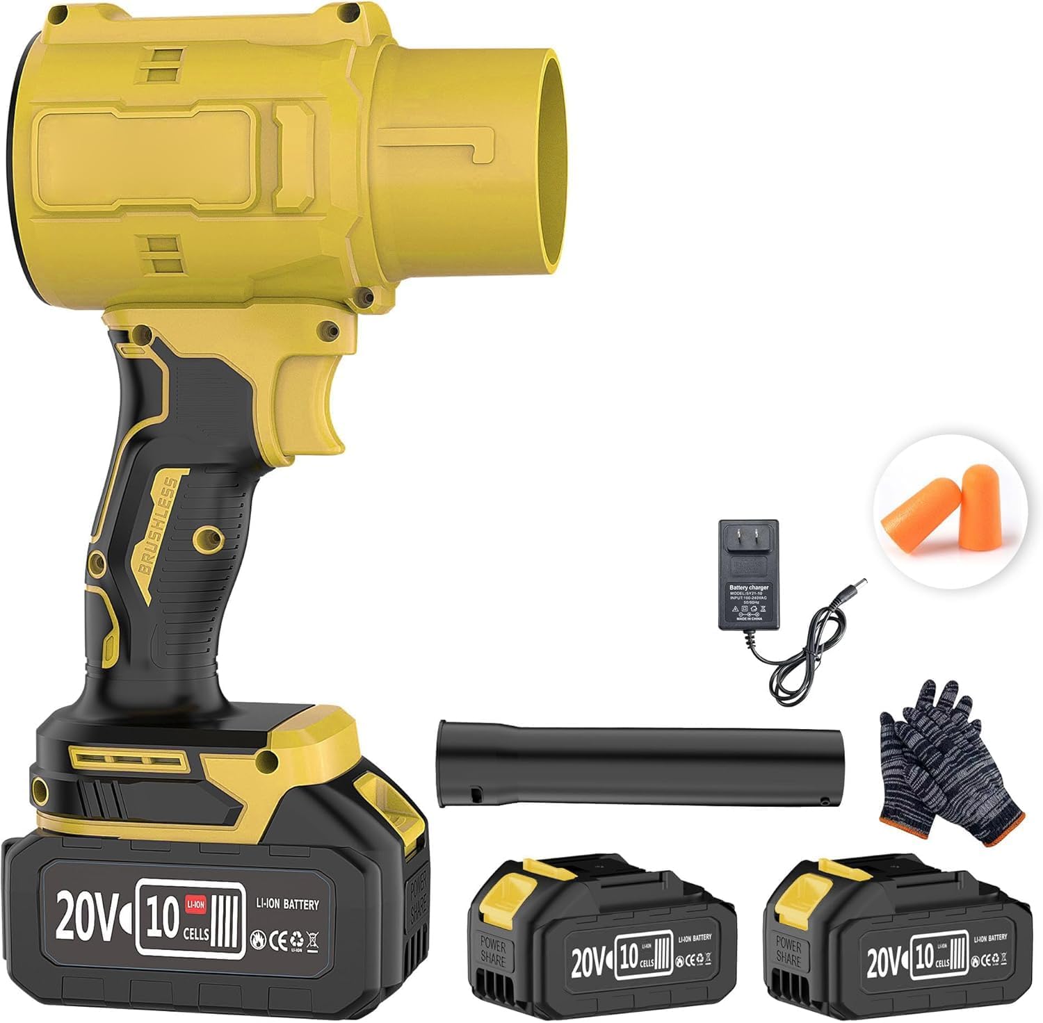 Leaf Blower Cordless with Battery and Charger,Extended Nozzle,Lightweight Handheld Design,Blower for Patio Cleaning,car Blowing Water,Blowing Leaves and Dust (Yellow air Blower Leaf Blower)