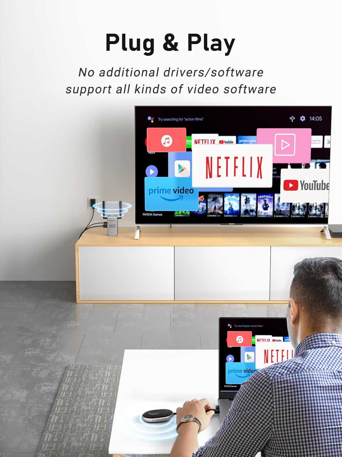 LEMORELE Wireless HDMI Plug and Play Operation