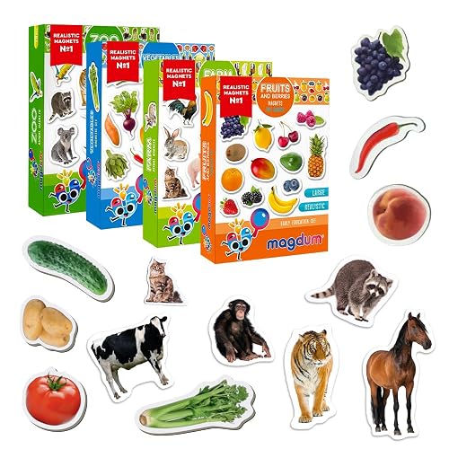 Magdum Imanes para frigorífico para niños 85: Zoo, Granja, Frutas, Verduras