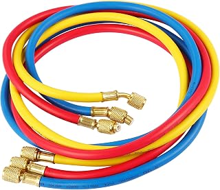 Oralys 3-Piece AC Manifold Gauge Hose Kit for R410A R22 R134A R404A - 5FT 1/4" SAE Fittings, HVAC A/C Refrigerant Charging Hoses