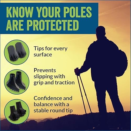Miniatura 6 de Paquete de puntas de repuesto de goma extra duraderas (pies de repuesto, patas, virolasgorras) para bastones de trekking  Se adapta a todos los