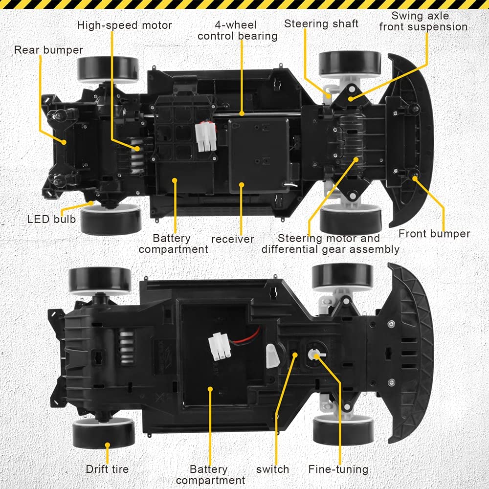 Skala 1:10 Rc Drift Car 70km / H High Speed 4wd Racing Z Przeciwwybuchowym Nadwoziem Pvc I Oponami Do Driftu Do Profesjonalnych Wyścigów I Driftu (Black)