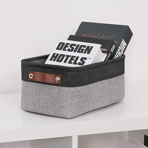 Vista 311 de HNZIGE - Canastas pequeñas de tela para organización (paquete de 6) canastas plegables de almacenamiento para estantes, armarios, lavandería, Asas