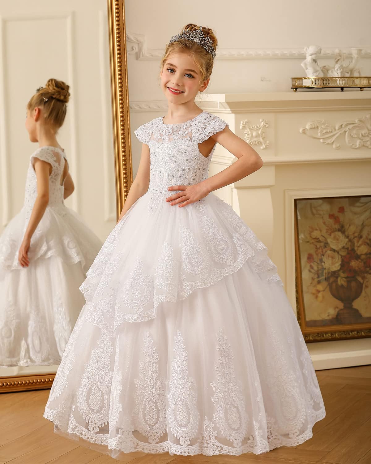 Abaowedding Beaded Lace Appliques Flower Girl Dress First Communion Ball Gown Kids Pageant Prom Dresses - Image 3
