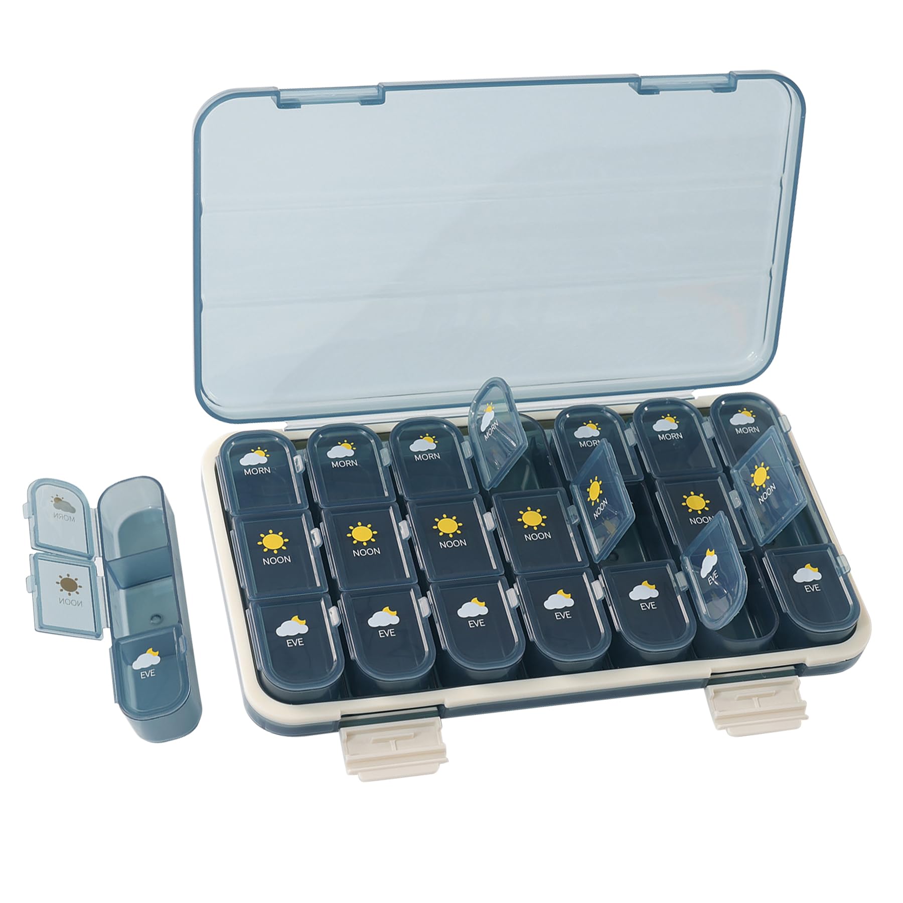 Pill Organizer 3 Times a Day - 7 Days Pill Box 21 Compartmens Medicine Organizer Travel Friendly Waterproof BPA-Free Vitamin and Supplement Box for Daily Use