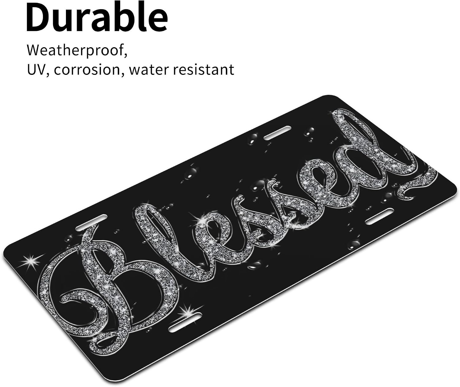 Blessed Front License Plates Decor Aluminum Car Plate 6×12in USA Made | Blessed License Plate Rust-Free Fade Aluminum Car Plate Accessory with 4 Holes, 6×12 Inch Car Plates Decor-USA Made