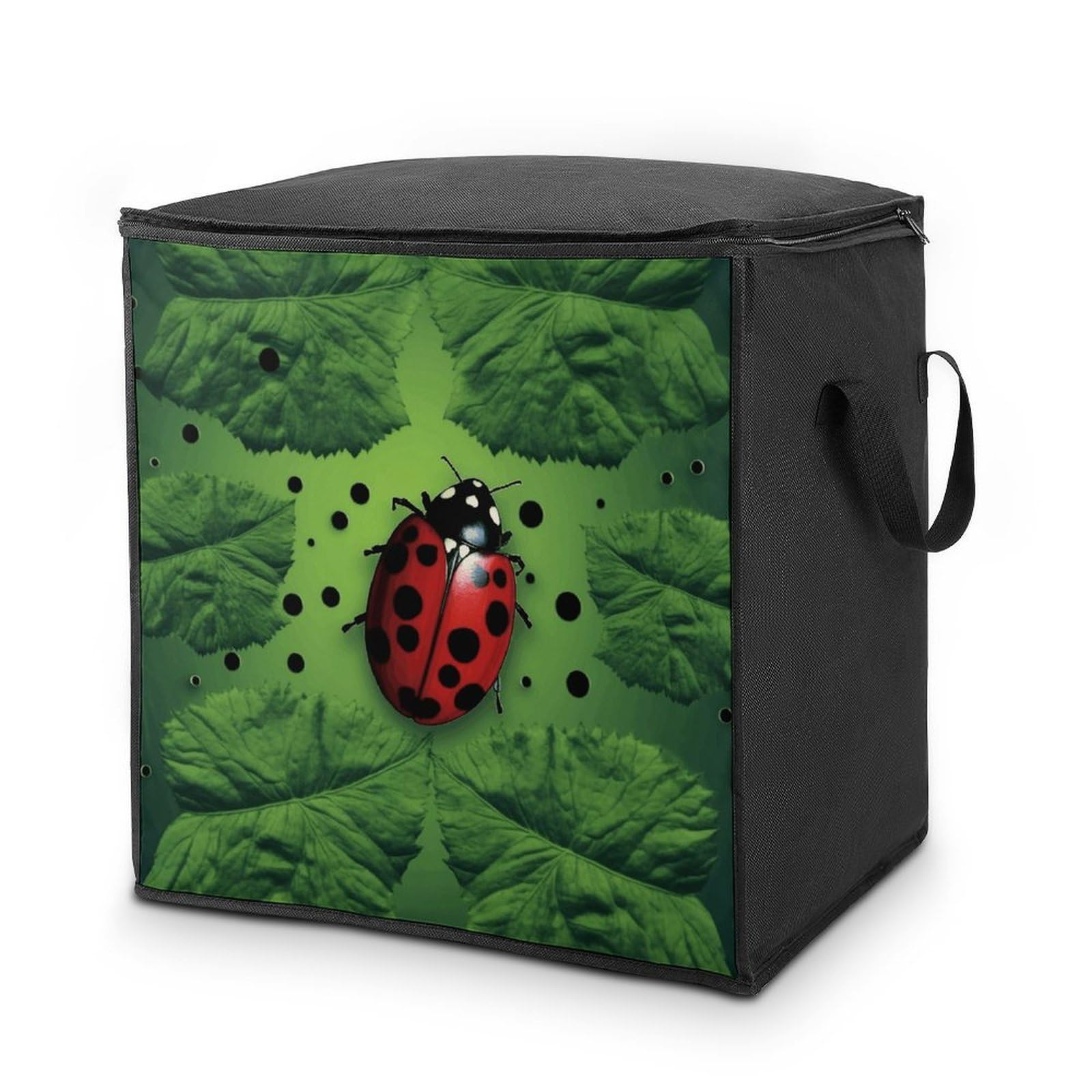 Fekiloot Style Green Leaf Ladybug Storage Bags With Reinforced Handles,Moving Bag With Zipper,Closet Organizers,Compression Packing Cubes