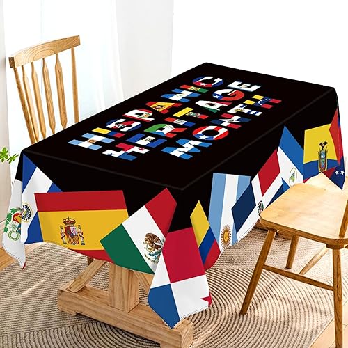 Mantel decorativo del mes de la herencia hispana, 21 banderas de países de habla hispana, decoración rectangular para cocina, comedor, decoración