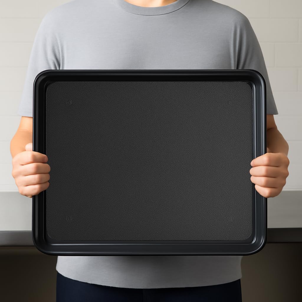 4 Bandejas de Plástico Duro, 50x37cm, Color Negro, Bandeja Rectangular, para Servir, Autoservicio, Fast Food, Apto para Lavavajillas, Resistente, Plástico PS