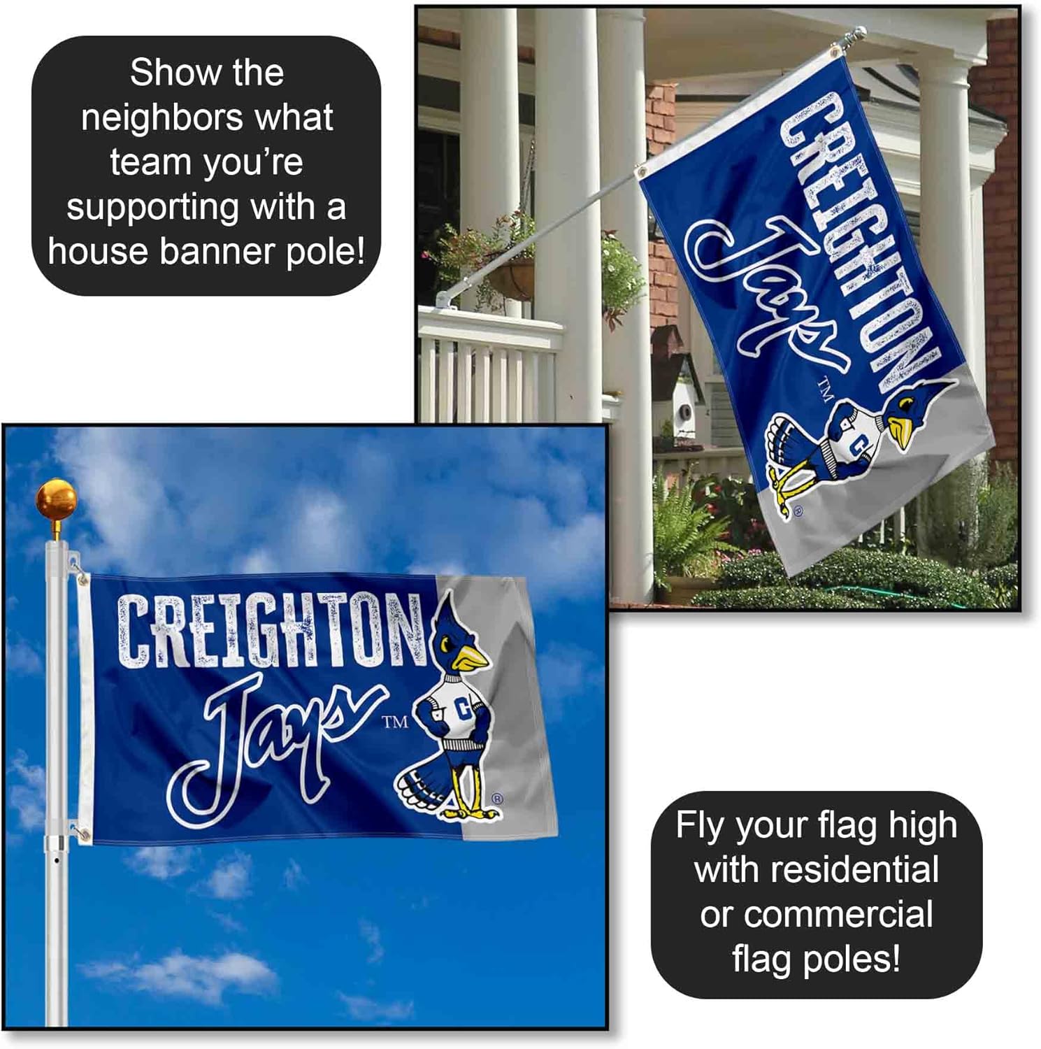 Creighton Bluejays Mascot Large Grommet Banner Flag