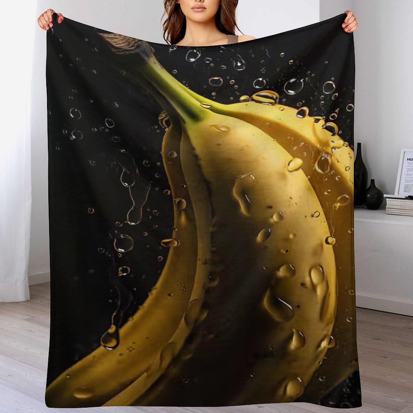 Manta de plátano de franela polar para cama y sofá de salón con medidas 100x130 cm