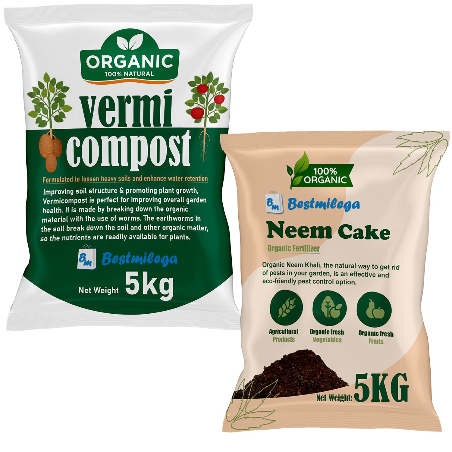 BEST MILEGA Neem Khali for Plants 5kg And vermicompost for plants 5kg | Organic Vermicompost Fertilizer Manure For Plants (B0CZRZG7BF) Amazon Price History, Amazon Price Tracker