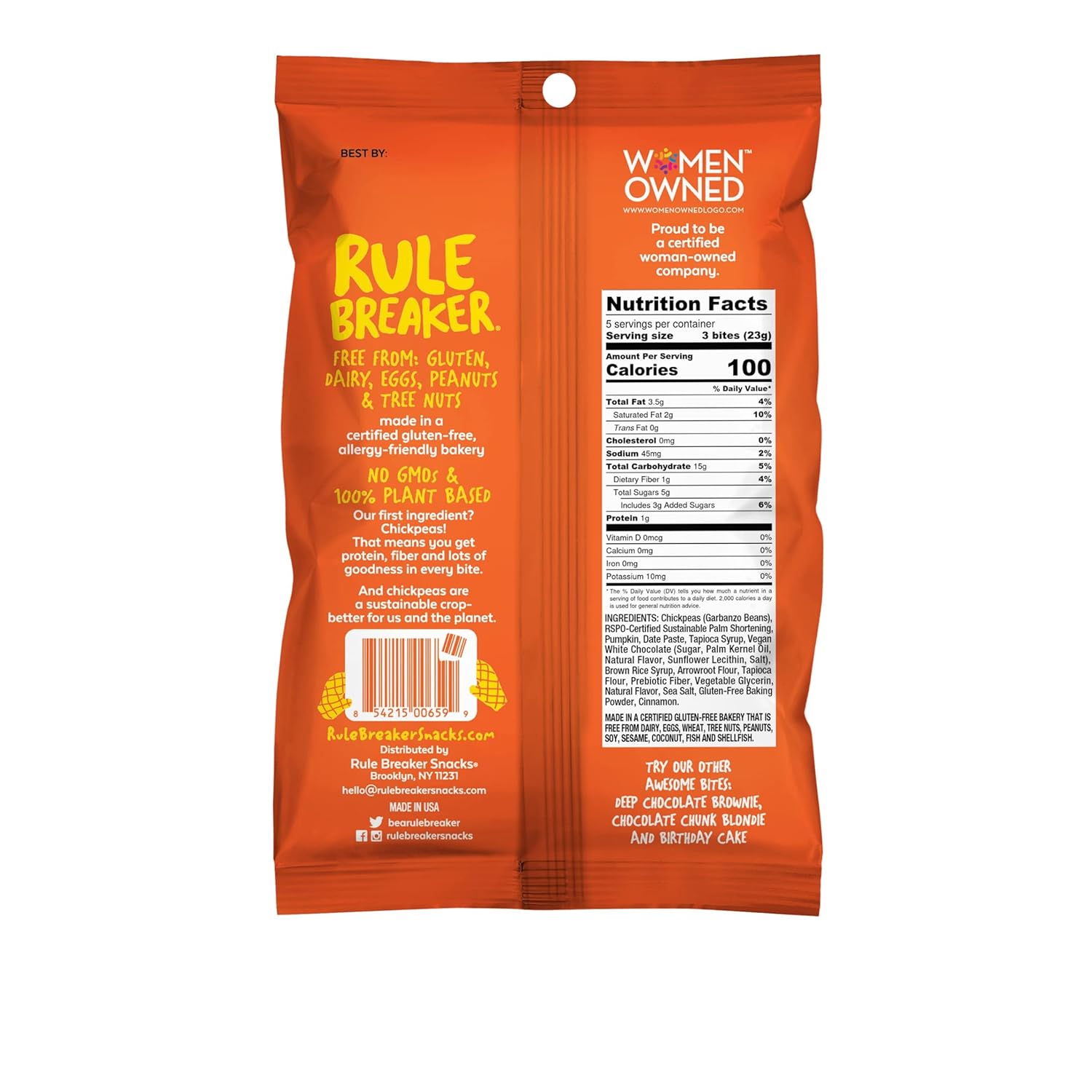 Rule Breaker Vegan & Gluten-Free Cookies | Pumpkin Spice Bites | Plant-Based, Dairy, Nut, Soy, Allergen Free, Kosher | Soft-Baked School Snacks for Kids and Adults | Better-For-You Bites (Pack of 6)