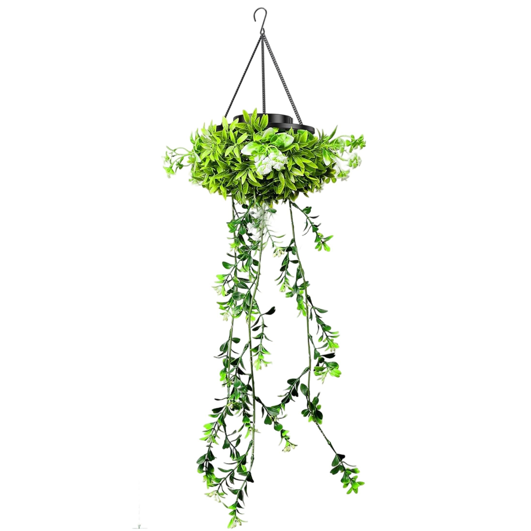 Gemuseeee Solar Hanging Plants Vivid Faux, Waterproof Artificial Milan Grass Ivy Lights for Garden Balcony Patio Outdoor Decor