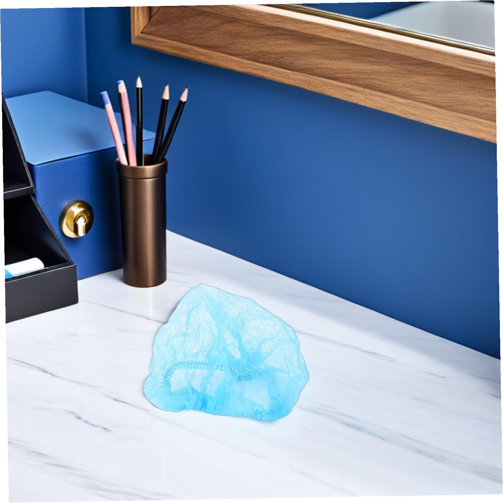 20pezzi Cuffie Monouso in Non Elasticizzato Per Pulizia Del Trucco e Doccia Design Facile Da Riporre Colore Blu