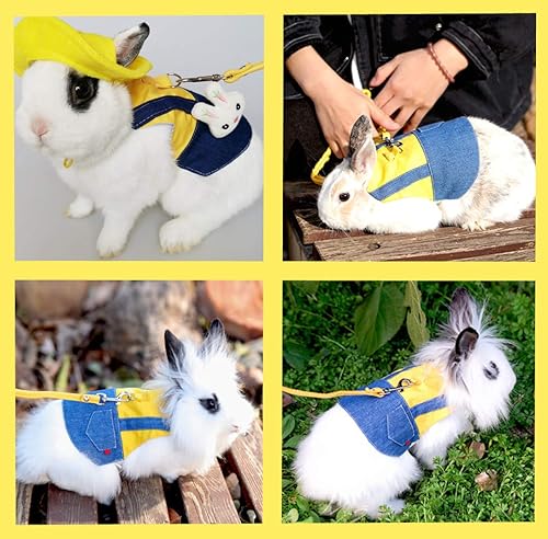Miniatura 5 de Ropa de conejillo de indias, ropa suave de hurón con arnés de conejo para mascotas y correa, mini bolsa para sombrero, lindo broche para collares de