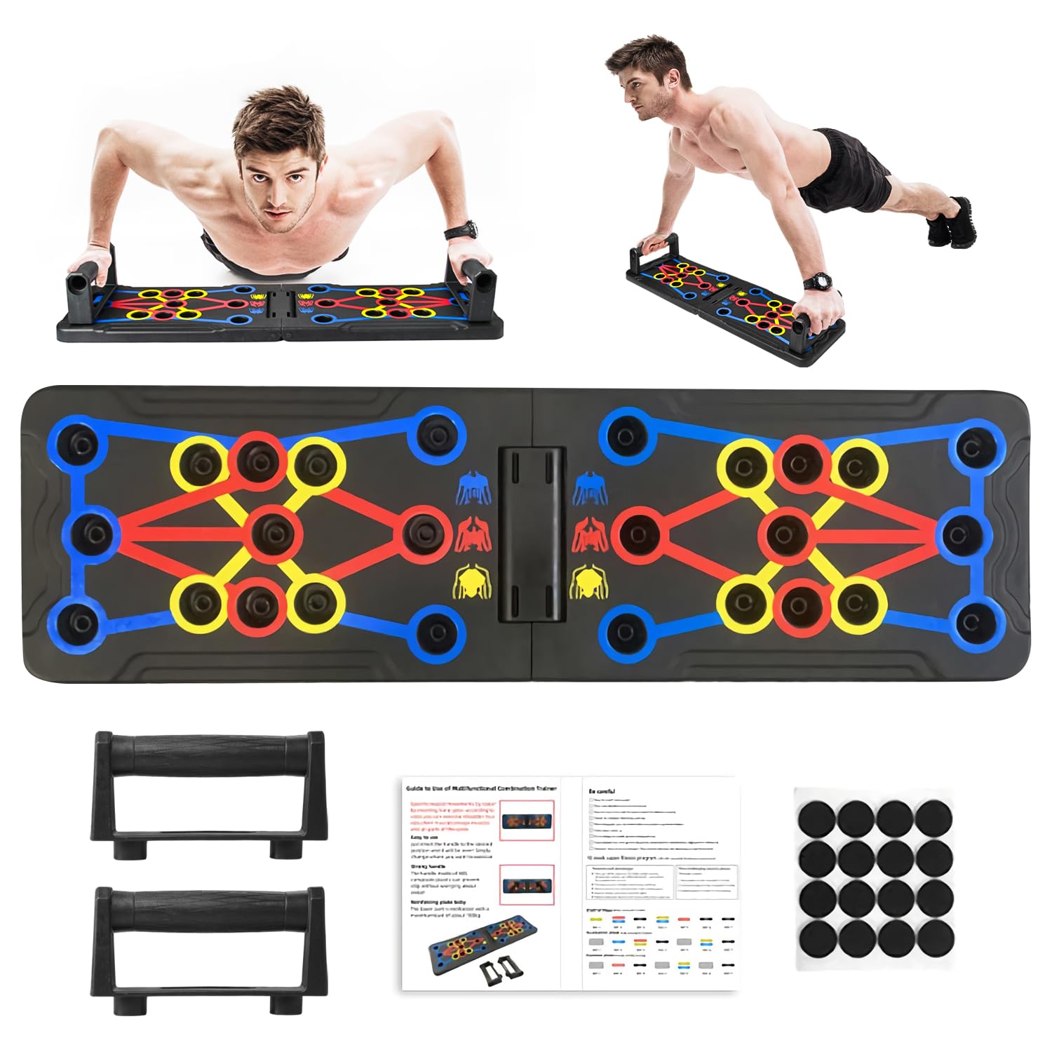 Tavola per Flessioni Multifunzione, Pieghevole e Portatile con codice Colore, per Il Fitness e l'allenamento Muscolare del Corpo nella Palestra di casa