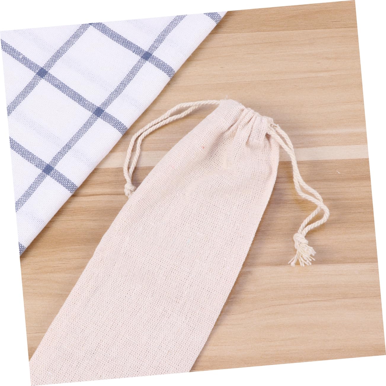 COLLBATH 2sets Cotton Pouch Bag Straw Carrying Wash Travel Straw Storage for Reusable 5pcs*2