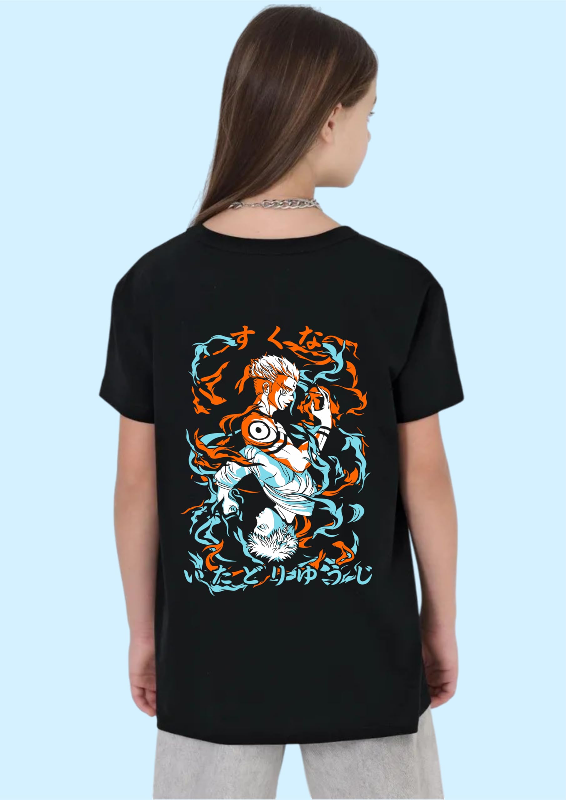 Uniplanet Store Camiseta de mezcla de algodón, media manga, ajuste regular, espalda estampada, color negro