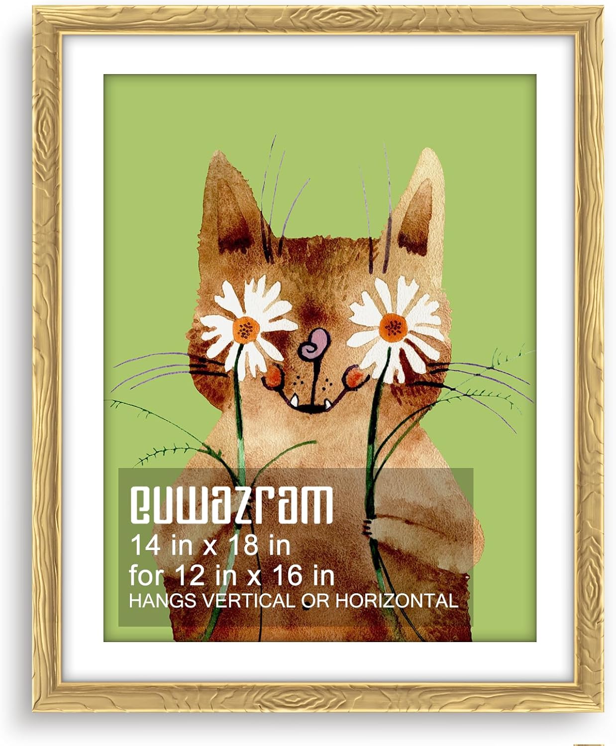 Ornate Gold 14x18 Frame - Single Frame, 14 x 18 Poster Frame with Mat for 12x16, Picture Frames for Artwork, Puzzles, Photos and Movie Posters