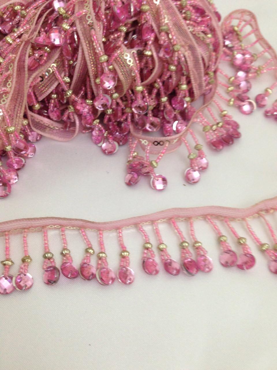 Perles Garniture Rideau Store Perle Frange Edge Coupe Bebe Rose 0 9 M X 35 Mm Amazon Fr Cuisine Et Maison