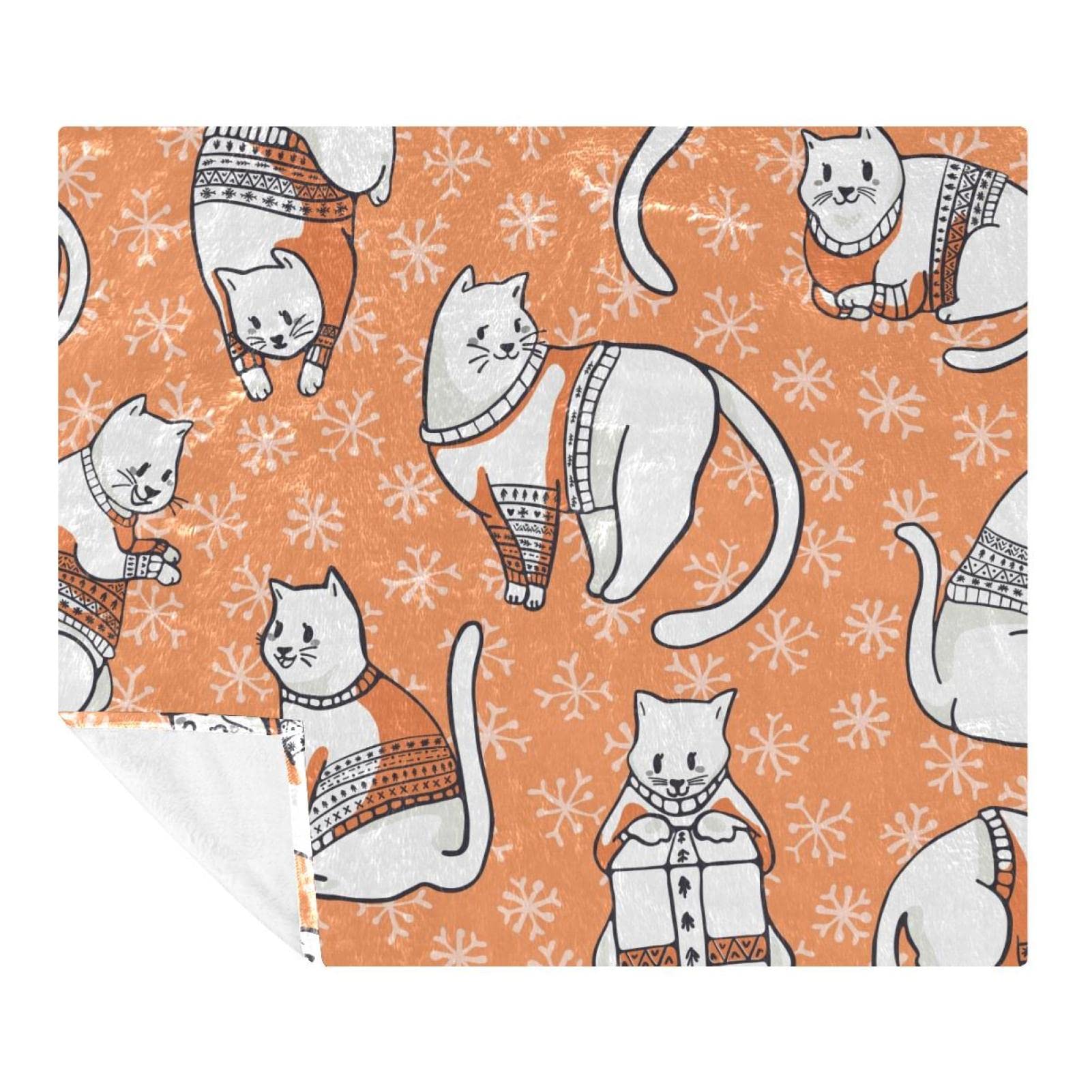 Couverture polaire chats Pull Cats 150x200 plaid microfibre canapé lit