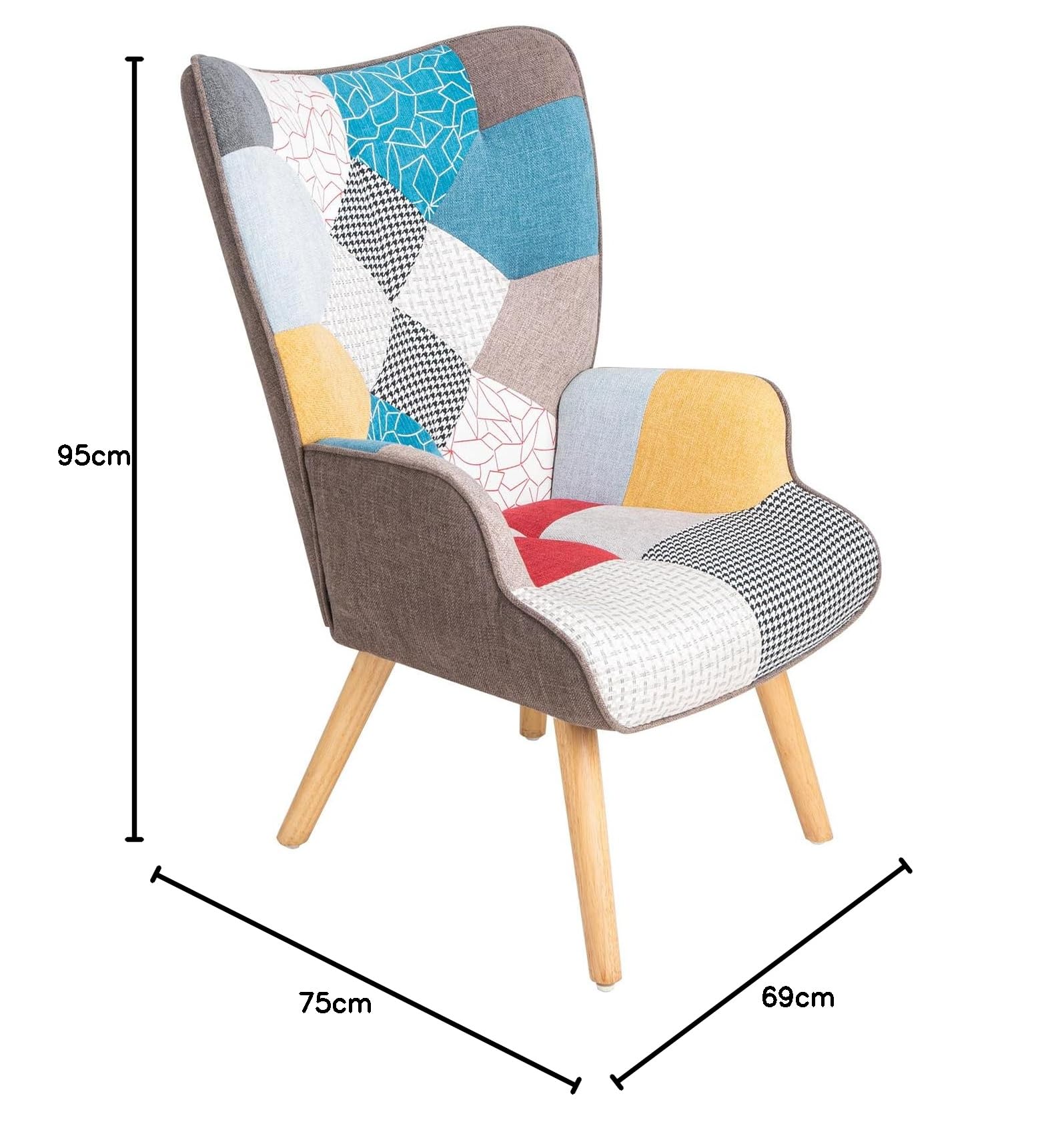 Poltrona Poltroncina Relax Patchwork con Schienal da Arredo Soggiorno Cucina Design