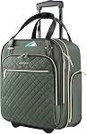 EMPSIGN Underseat Carry On Wheeled - 16" Carry on Bag with Wheels Multi-Functional Lightweight Rolling Bag Overnight Weekender Small Suitcase for Women Men Travel Business, Army Green