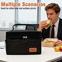Vista 7 de ONFAON Lonchera para hombres/mujeres, lonchera reutilizable con aislamiento, bolsa de refrigeración a prueba de fugas, bolsa de almuerzo congelable