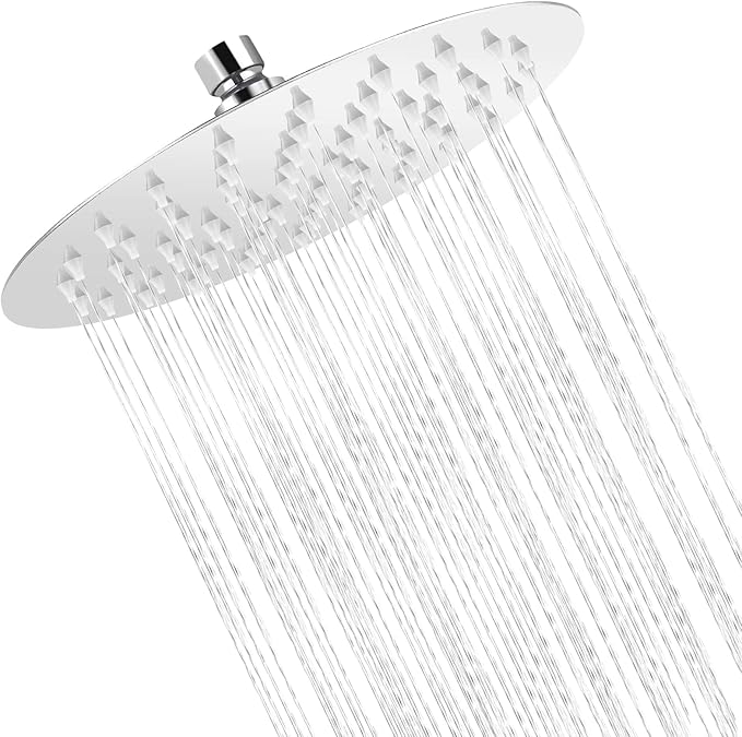 Rain Shower Head, 8 Inch High Pressure Stainless Steel Rainfall