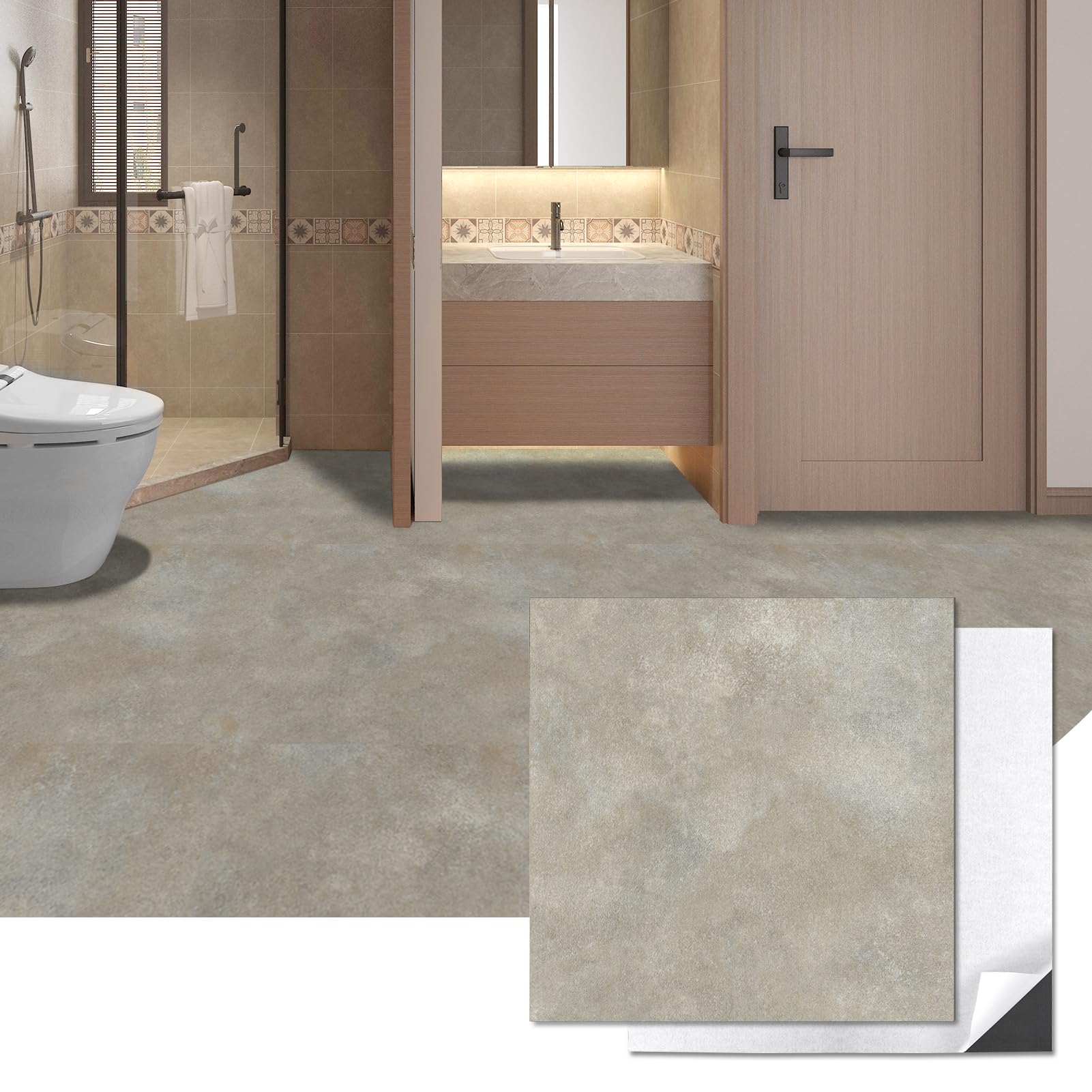 Art3d Peel and Stick Floor Tile, 30-Pack 12 x 12in. Covers 30 Sq.ft, Waterproof Vinyl Flooring Tiles Self Adhesive for Kitchen, Bathroom & Bedroom - Slate