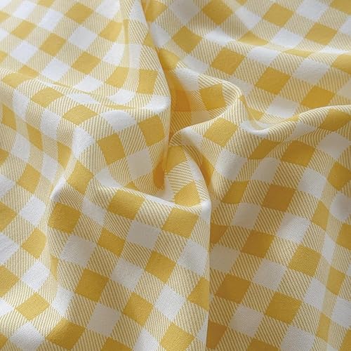 Miniatura 6 de NSNLGSGC Yellow Ruffled Plaid Gingham Standard Size Pillow Shams 20"x26", Set of 2 Taupe Checked Pre-Washed Microfiber Farmhouse Pillowcases for