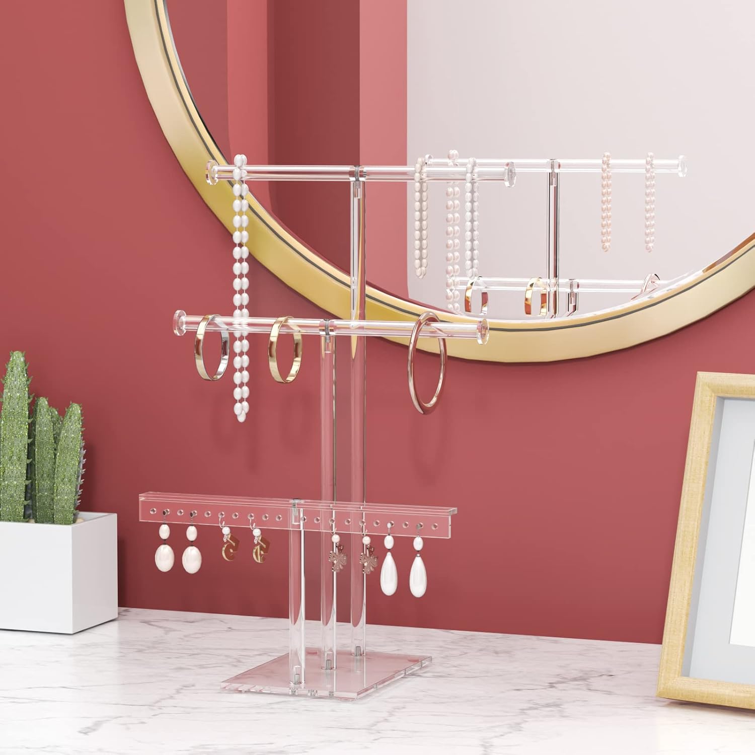HIIMIEI Jewelry Stand Organizer 3 Tier Acrylic tabletop Jewelry Tower Display for Necklaces Bracelets Earrings : Clothing, Shoes & Jewelry