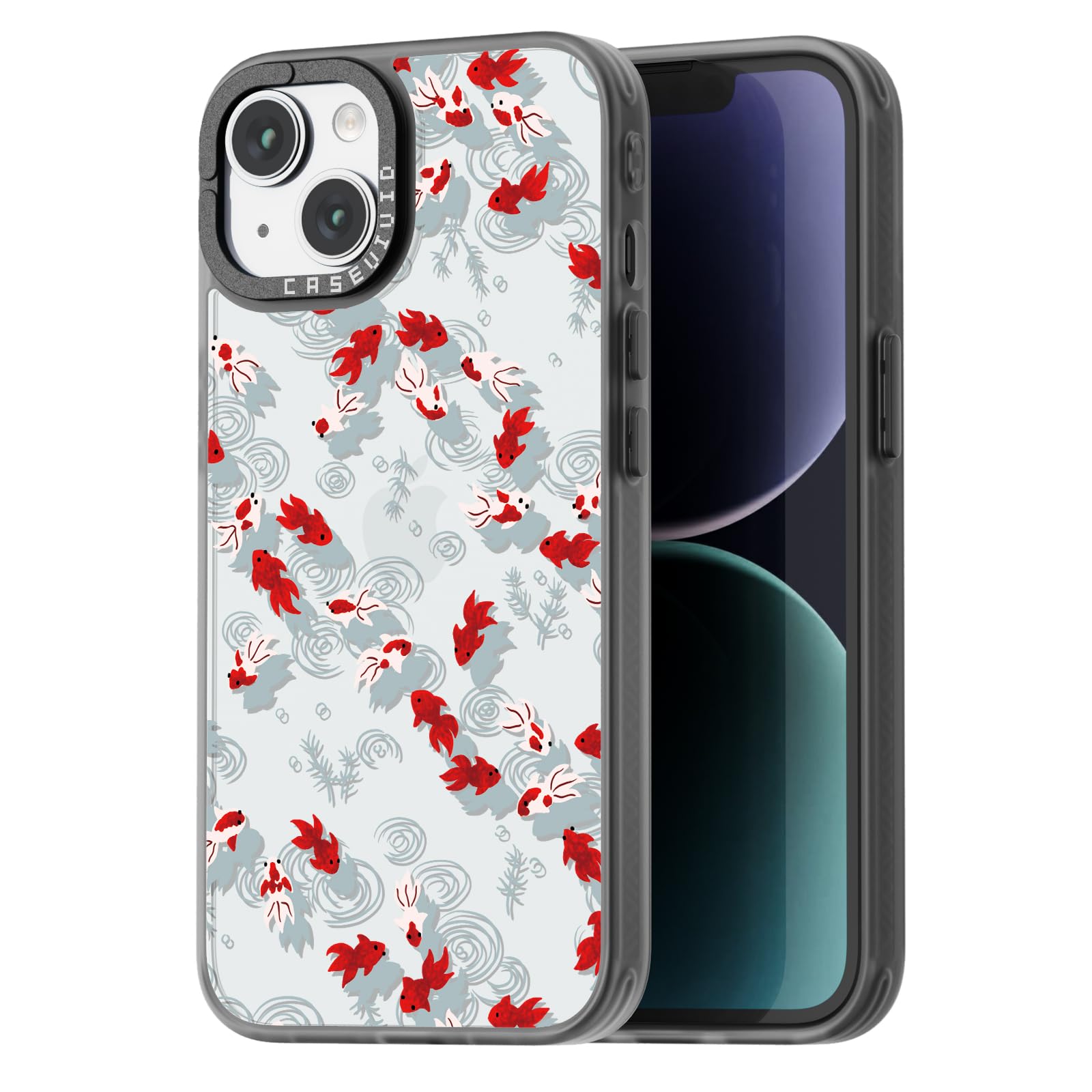 casevivid Compatible for iPhone 14 Case Cute Aesthetic - Durable Fashion Funny Phone Case - Girly Goldfish Pattern Print Cover Design for iPhone 14