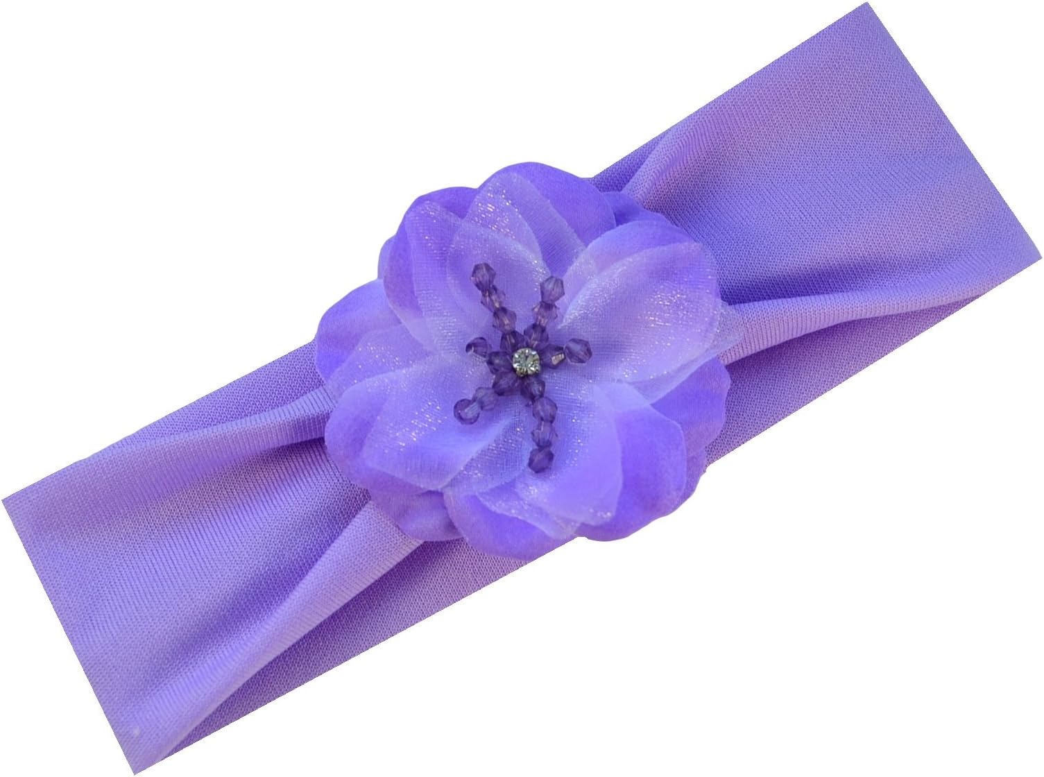 Baby Girls Flower Headband with Rhinestone Madeline Collection Fits Newborn to 12 Months