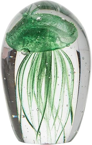 Beachcombers Pisapapeles de cristal verde medusa de 2.75" verde