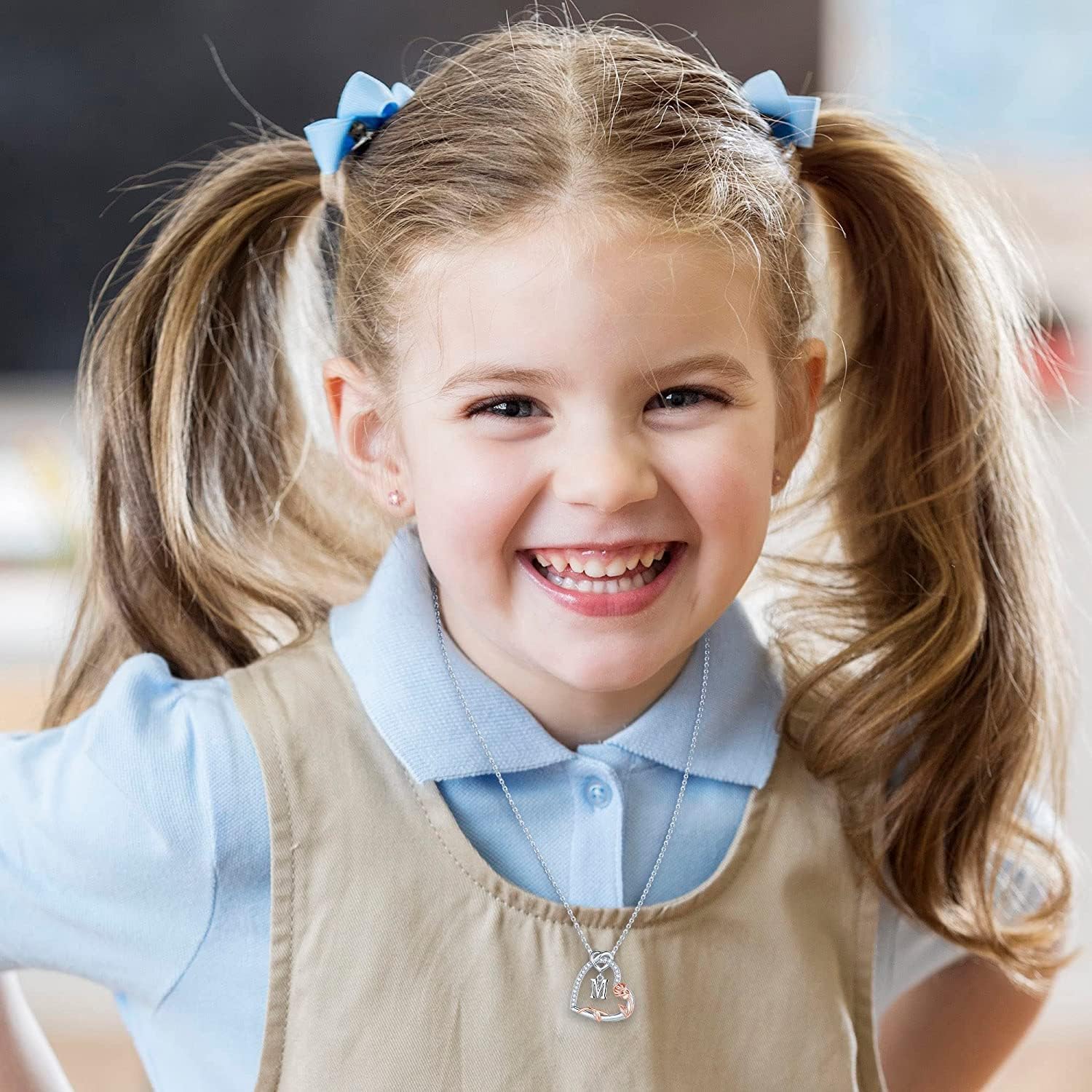 Yesteel Valentines Gifts for Her Rose Heart Initial Necklaces Gifts for Women Teen Girls, Silver Plated Heart Initial Letter Pendant Necklace Jewelry Valentines Mothers Gift for Her Girlfriend Wife - Image 5