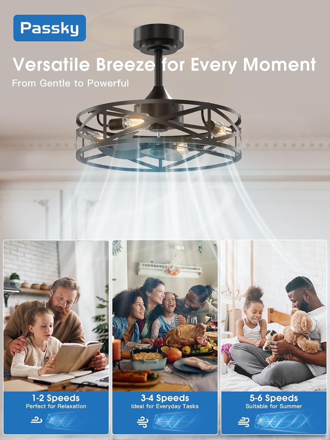 Passky Fandelier Fan Speeds for Different Activities