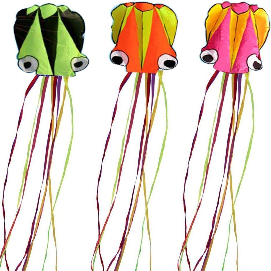 1 Set 3 Pcs 4M Large Octopus Kite Easy to Fly with Handle & String for