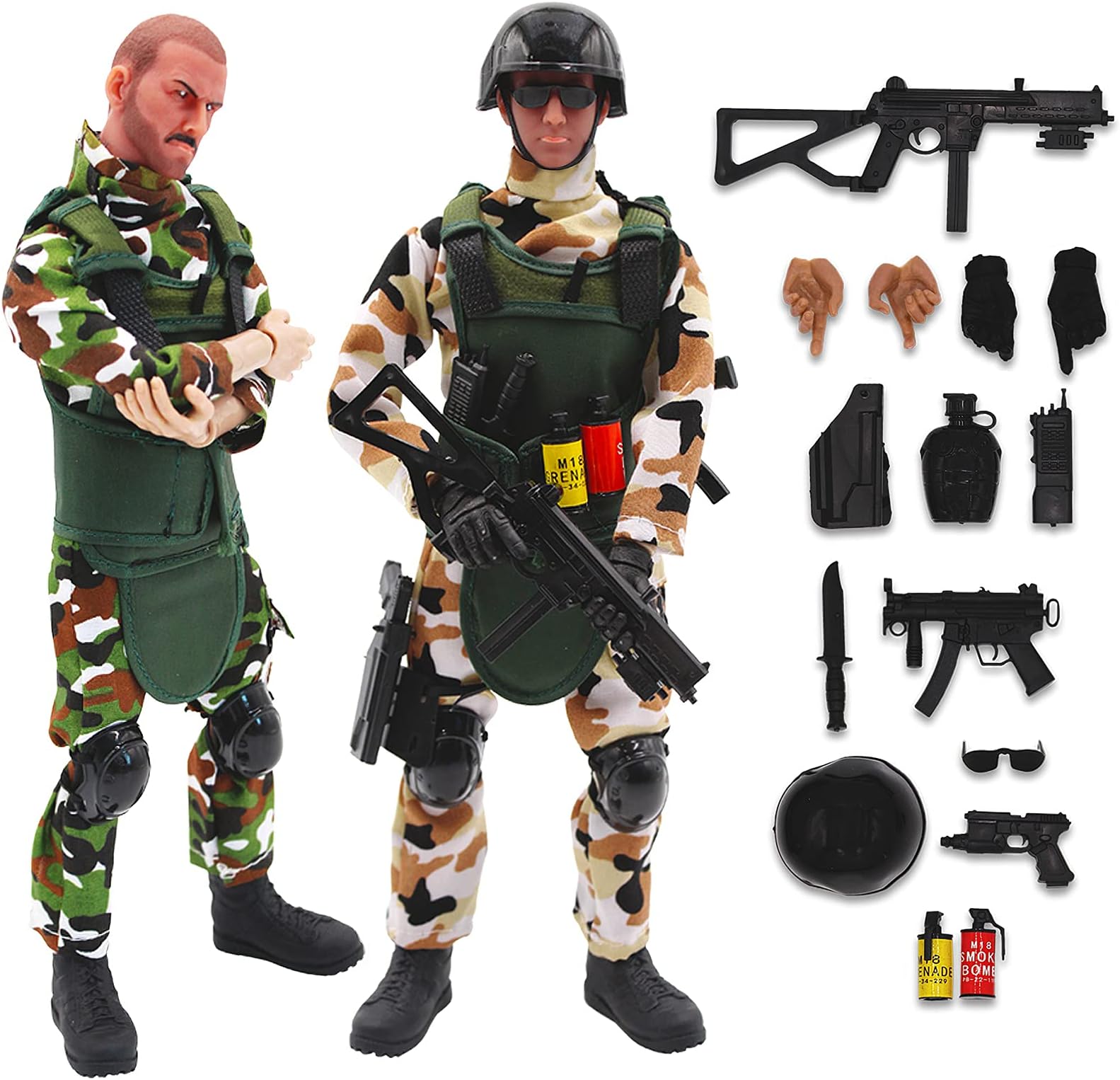 deAO Military Special Forces Army Toy Soldiers Action Figures Play Set with Over 20 Accessories Included (2 IN 1)